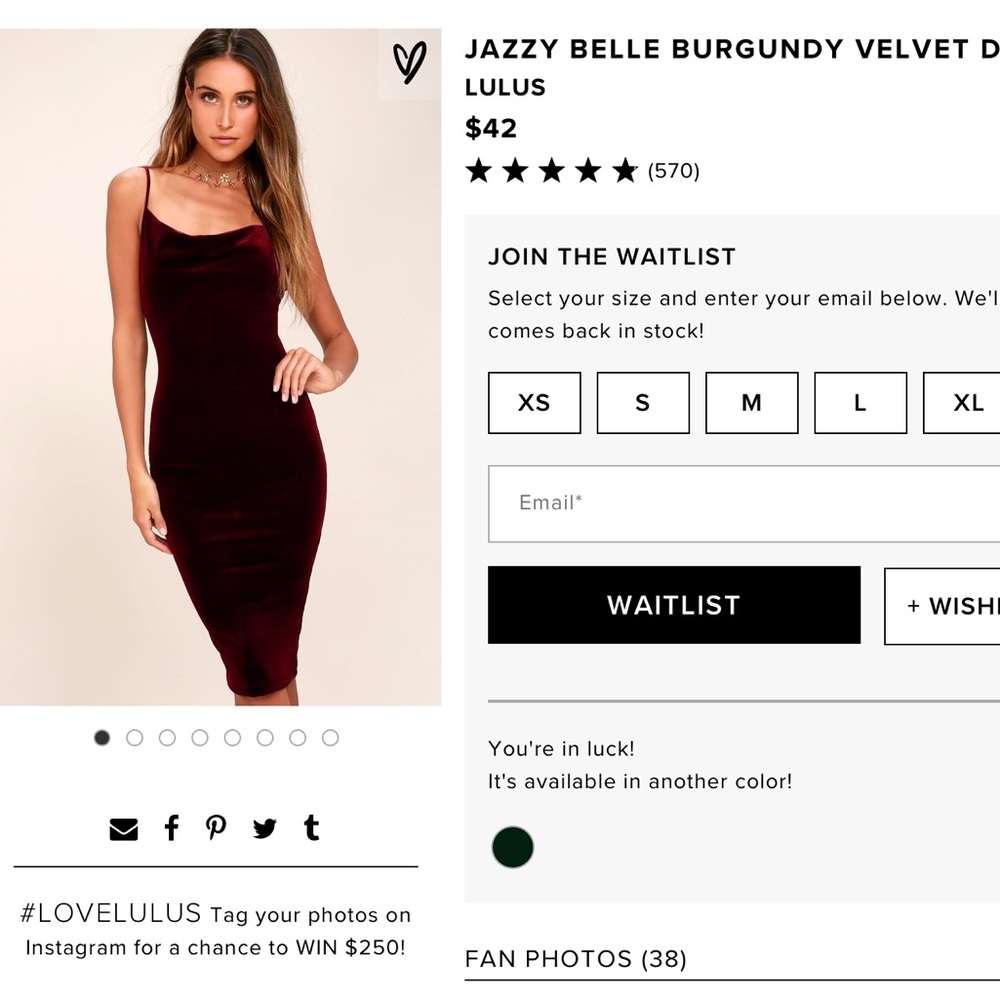 Lulus velvet dress
